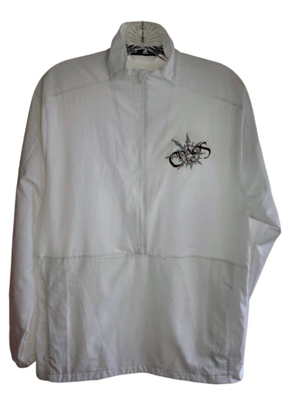 adidas Climalite White Pullover Jacket Chaos FC Logo Mens M Athletic Windbreaker